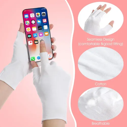 Guantes Algodón Blancos Hidratantes Sin Dedos Para Dormir