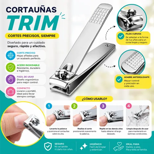 Alicate Cortauñas Trim Profesional Acero Inoxidable Práctico