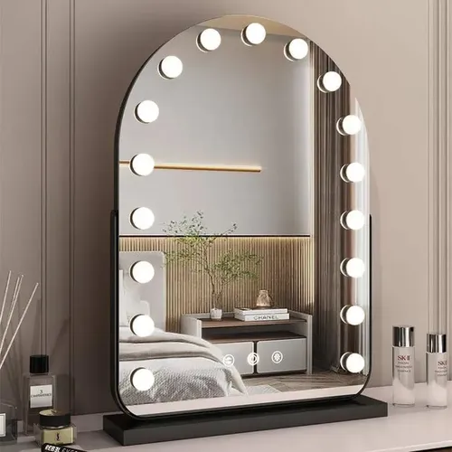 Espejo Con Luz Led Touch Tactil con Función Dimmer 52 X 74 CM Arco Medio Punto De Apoyo CuantoArte Para Baño Dormitorio Tocador Maquillaje Profecional