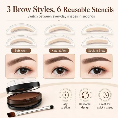 [kit Sello Cejas Doble Color 3 Plantillas Resistente Agua .\