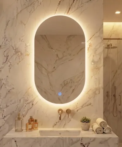 Espejo Led Ovalado 70×40 Touch Luz Calida