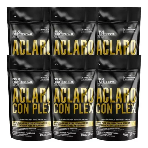 Kit X 6 Polvo Decolorante Issue Con Plex Aclaro 700gr