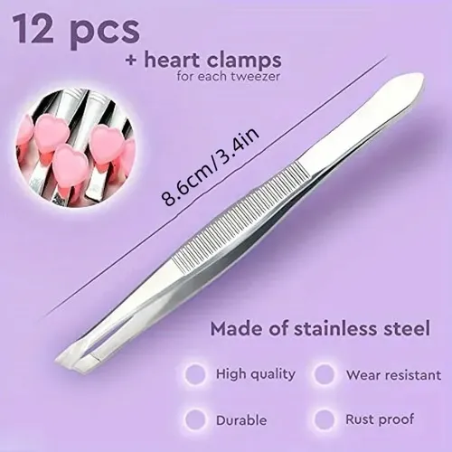 Juego De Pinzas De Acero Inoxidable De 12 Piezas Para Cejas