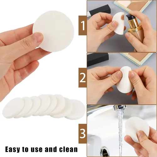 Esponja De Maquillaje Redonda Blanca Sliverdew, 50 Unidades