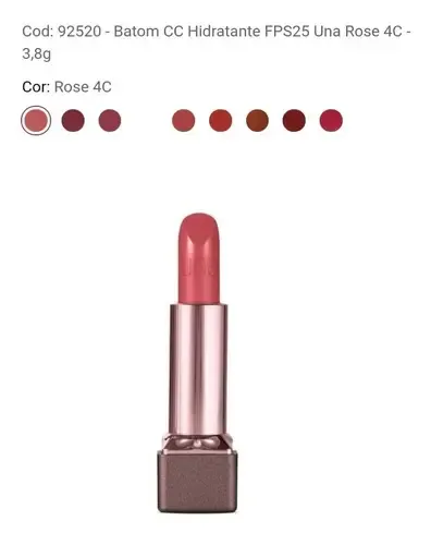 Lápiz Labial Hidratante Una Rose 4c Cc Fps25 3,8g Natura