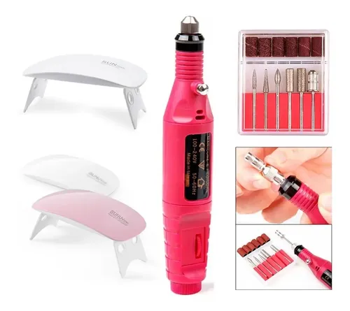 Kit De Manicuria Torno Electrico Mini Cabina Uv Led Para Sem