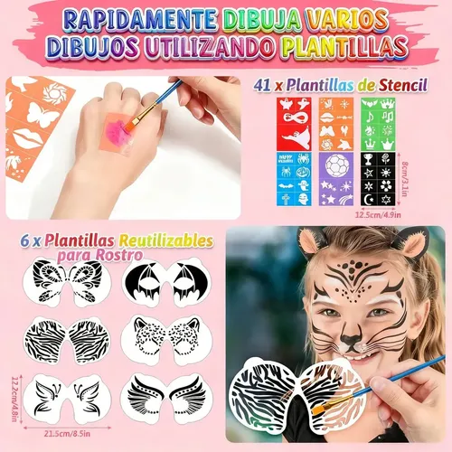 . Mx Maquillaje Corporal Base Agua Kit Con Pintacarita 26 .