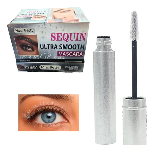 Máscara Pestañas Glitter Miss Betty Sequin Brillo Plateado