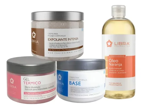 Kit Reductor Modelador Masajes Gel Termico Aceite Crema Base Naranja
