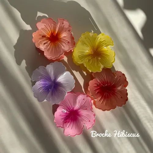 Broche Pelo Flor Hibiscus Hawaiianas  Tendencia Grande