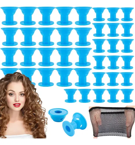 Rulos De Silicona Sin Calor Para Cabello, 40 Piezas K