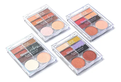 Set 4 Paletas Sombras Para Ojos Brillantes Glow Vibes Skora