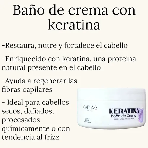 Baño De Crema Keratina Hidratacion Regeneracion Carlaq 250gr