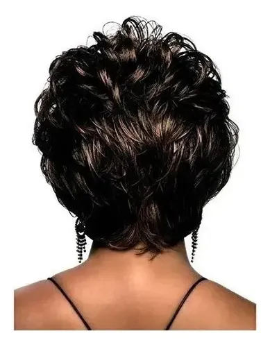 * /peluca Corta Negra Y Marrón Para Mujer Con Cabello (