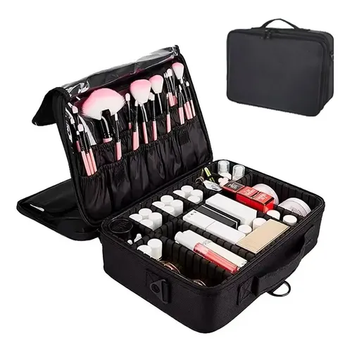 Maletin Profesional Organizador De Maquillaje Reina Casa Color Negro
