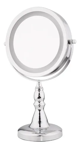 Espejo Cromado Iluminado Por 18 Leds – Aumento X5 – 17.78cm Cromado