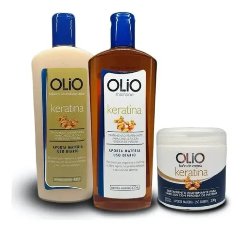 Kit Olio Keratina Shampoo + Acondicionador + Baño De Crema
