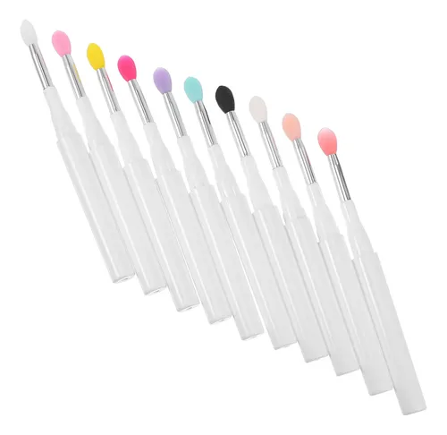 Brocha De Maquillaje Con Tapa De Silicona Para Labios, 10 Un