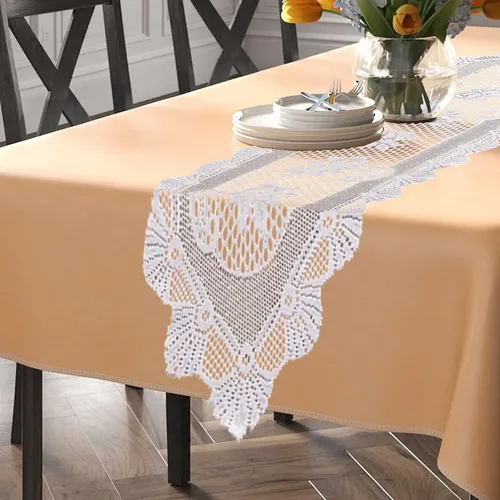 Bandera De Mesa De Encaje Hueca Blanca, Hermosa Pestaña Con