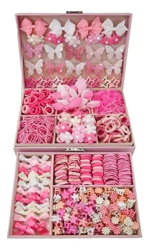 ..kits Elásticos Y Accesorios Para El Cabello Para Niños Sin Pink/white Floral Butterfly