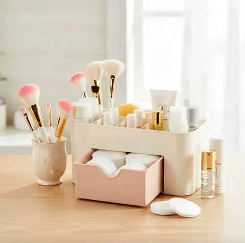 Organizador Con Cajon Maquillaje Cremas Algodón  Caobamakeup