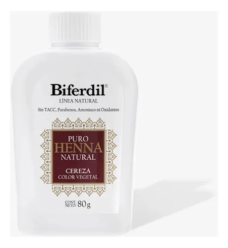 Biferdil Henna Natural en Polvo Coloracion Color Vegetal 80g Tono Cereza