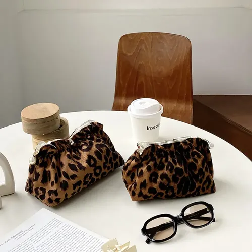 Cw Bolsa De Maquillaje Para Mujer Con Estampado De Leopardo