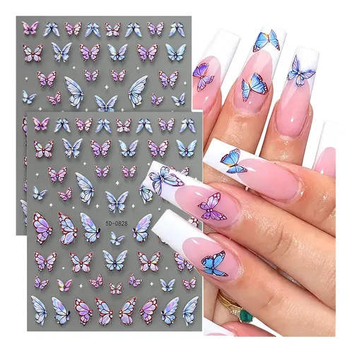 Stickers 5d Para Uñas Hadas Y Mariposas X2