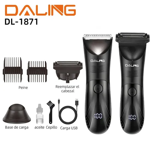 Máquina Corta Pelo y Barba Recargable Inalámbrica con Pantalla LED de Importadora Uli