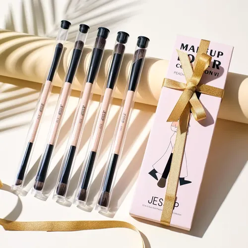 Set 5 Brochas Jessup Doble Punta Peach Dust – 10 Funciones