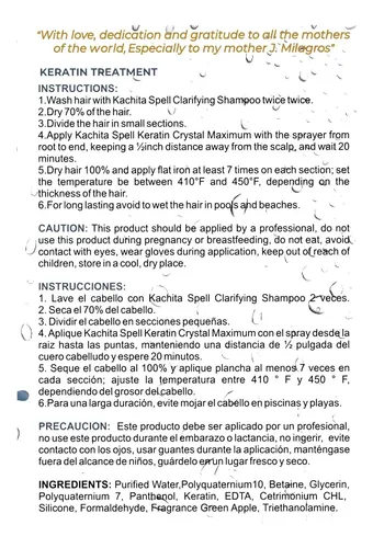 Spray Keratina Kachita Spell 473ml Tratamiento Alisado