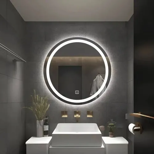 Espejo Con Luz Led Calida Fria O Neutra Touch Tactil Con Dimmer 70 Cm Redondo Para Baño Dormitorio CuantoArte Circular Premium