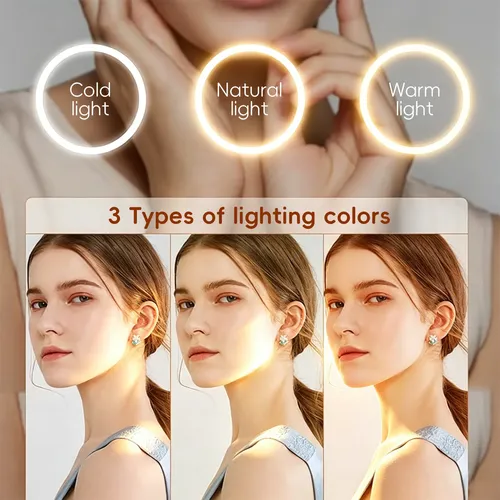 Espejo De Maquillaje De Tocador Con Iluminación Led Ajustable Y Control Táctil Plateado
