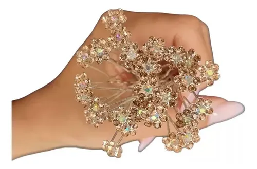Horquillas Pin Tocado Aplique Perlas Strass Fiestas X10 Unid