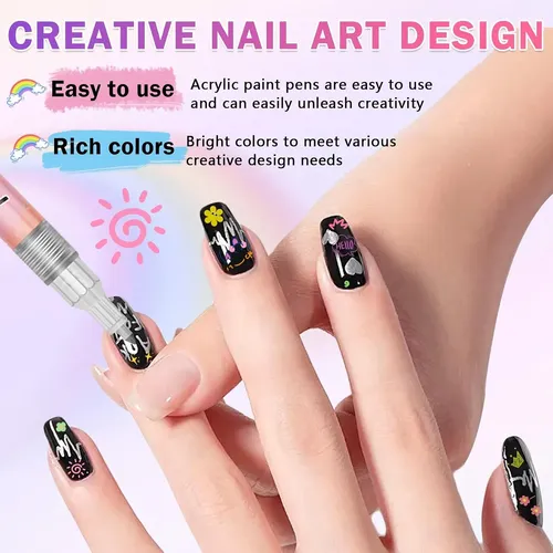 Set 12 Marcadores Para Uñas Colores Acrílicos Secado Rápi