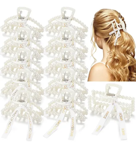 Pinzas Para El Pelo Hotop Bridesmaid Pearl Con Cinta De 8 Cm