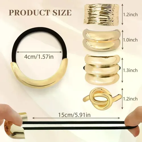 7 Pcs Ligas Para Cabello De Metal,el Sticas Diademas Doradas Gold