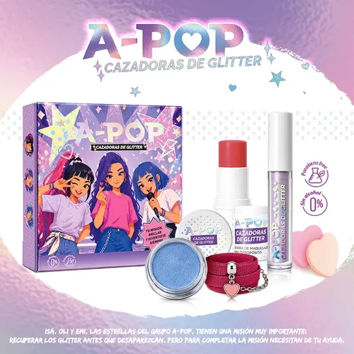 Set A Pop Cazadoras De Glitter Con Sombra, Barra Mkp, Brillo