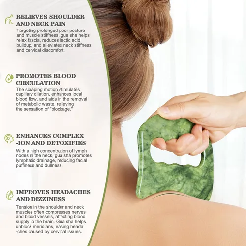 Herramienta De Masaje Gua Sha Cekpo Jade Stone, Grande, Con