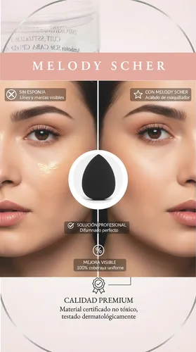 Esponja Oval Maquillaje Melody Scher Difumina Base Precisión