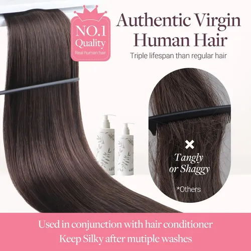 Extension Cortina De Pelo Humano Real 35cm 100g Marron Moka