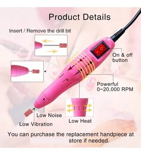 Lima De Uñas Eléctrica Profesional Con Base Y Kit