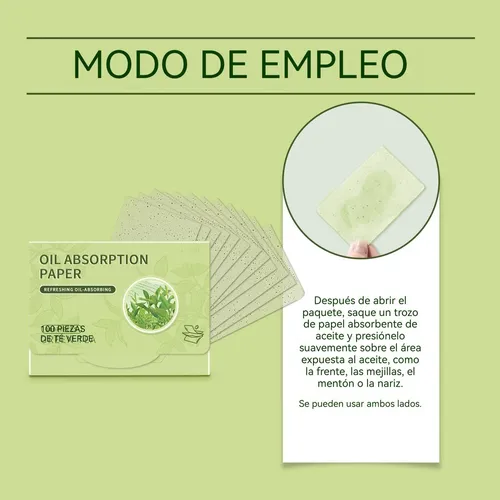 Papel Secante For Aceite De Té Verde Fresco (300 Unidades)
