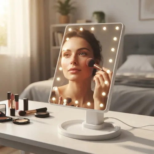 Espejo Para Maquillaje Luz Led Táctil Mesa Giratorio 360