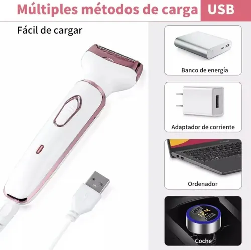 Depiladora Eléctrica 4 En 1 Portatil Usb Mujer Cuerpo Cara