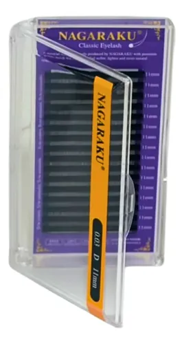 Kit Nagaraku Extensiones De Pestañas Clásicas 0.03 Curva D Largos 10 Al 12 Mm
