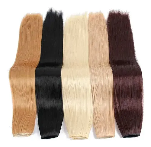 Extensión Cortina Pelo Colageno Natural Premium Lacia 65cm Color 6h613 Rubio Medio Con Mechas Platinadas
