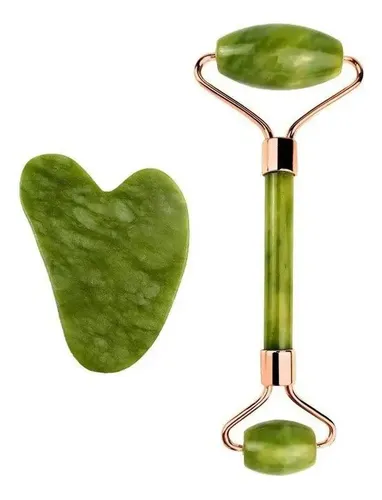 Masajeador Rodillo Doble Piedra Jade Corporal Facial Ojos Pl