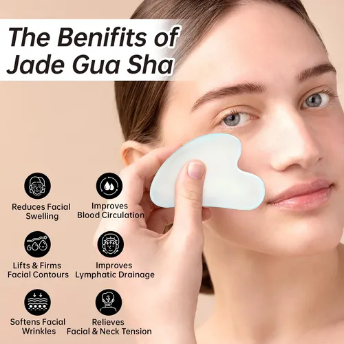 Olaemuo Opal Gua Sha Y Rodillo Facial, Piedra Gua-sha De Jad