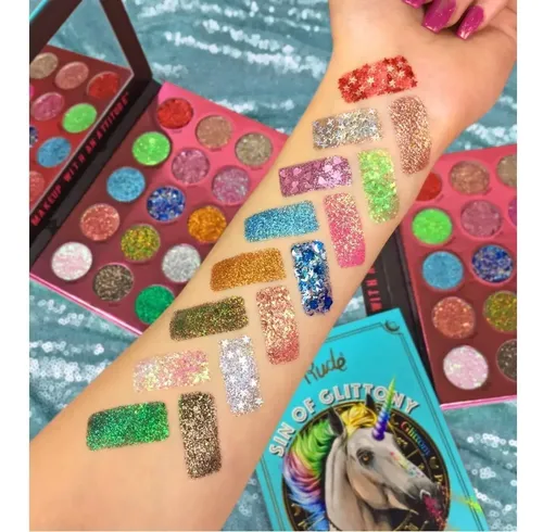 Paleta Sin Of Glittony 15 Glitters En Gel Rude Cosmetics